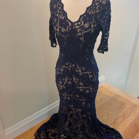 Belle by Badgley Mischka - Floral Embroidered Gown - Picture 2 of 7